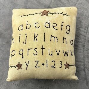 Alphabet Embroidered Accent Pillow - Cream and Brown